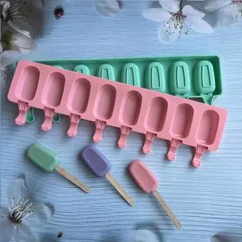 Большая силиконовая форма для мороженого с 8 полостями, простая овальная квадратная форма для выпечки шоколадного мусса, пудинга, лоток для приготовления кубиков льда, контейнер слоновая кость