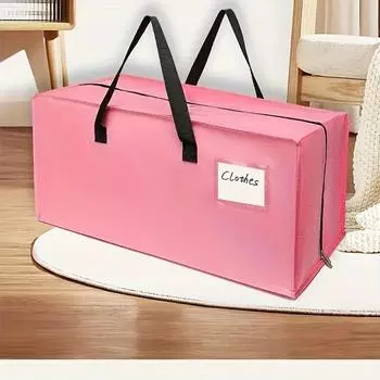 Большая складная сумка для хранения, водонепроницаемая, прочная, подходит для хранения одежды в кемпинге или общежитии розовый