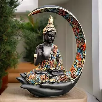Большая статуя медитирующего лунного Будды, экспонат для домашнего декора - Гостиная - Новоселье чёрный