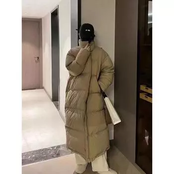 Большая стеганая хлопковая одежда женская длинная до колен утолщенная хлопковая подкладка зимняя новая свободная и универсальная теплая куртка M [Reference 80-60 kg]