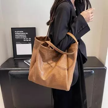 Большая сумка 2024, новинка, винтажная сумка на плечо для отдыха, высокое качество, большая вместительная сумка для поездок на работу