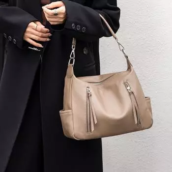 Большая сумка большой емкости Tote Baotou Layer Cowhide сумка через плечо Повседневная сумка через плечо хаки