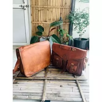 Большая сумка через плечо из натуральной козьей кожи в винтажном коричневом цвете ( Бесплатная сумка-слинг коричневого цвета размером 10 x 13 x 4 дюйма ) 15 x 11 x 4 in коричневый