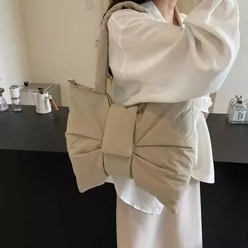 Большая сумка через плечо с бантом, женская сумка через плечо, пригородная большая сумка чёрный