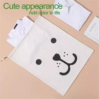 Большая сумка для белья из хлопка и льна, сумка для хранения одежды и игрушек, дорожная сумка с принтом и завязками, органайзер для грязной одежды