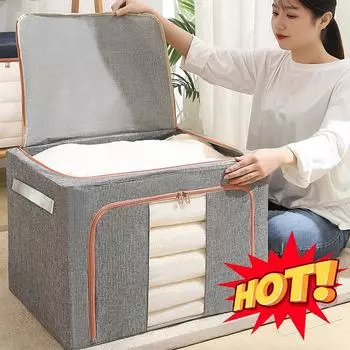 Большая сумка для хранения одеял Складные органайзеры для хранения вещей Коробка-органайзер для одежды Пылезащитный органайзер для шкафа для одежды светло-серый