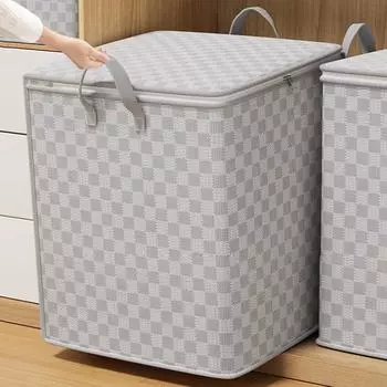 Большая сумка для хранения одежды из лоскутного одеяла, органайзер для шкафа, сумка для хранения одежды из лоскутного одеяла, большая вместимость, органайзер для одеял с крышкой S1