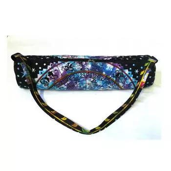 Большая сумка для коврика для йоги ручной работы с астрологией, пляжная сумка для переноски, коврик для спортзала, спортивные сумки с плечевым ремнем L-26 Inch, Dia-6 Inch разноцветный