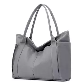 Большая сумка для покупок через плечо с застежкой-молнией [D Sack] Сумка, женская, сумка для мам, холст, вместимость, сумка, сумка, дамская сумочка, холст, (Серый)