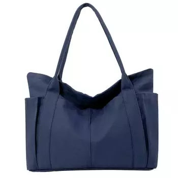 Большая сумка для покупок через плечо с застежкой-молнией [D Sack] Сумка, женская, сумка для мам, холст, вместимость, сумка, сумка, дамская сумочка, холст, (военно-морской флот)