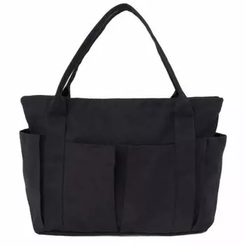 Большая сумка для покупок через плечо с застежкой-молнией [D Sack] Сумка, женская, сумка для мам, холст, вместимость, сумка, сумка, дамская сумочка, холст, (Насыщенный черный)