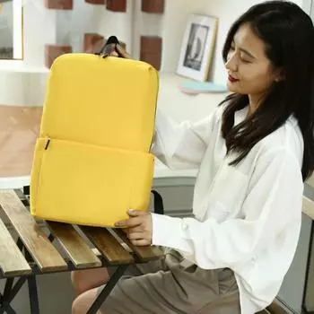 Большая сумка для студентов, школьные сумки, женские рюкзаки для ноутбуков, однотонный рюкзак для девочек, сумки через плечо L жёлтый