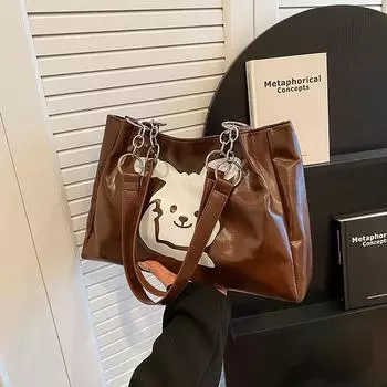 Большая сумка для женщин, новинка 2024 года, большая вместительная сумка для путешествий, темперамент, популярная универсальная школьная сумка на плечо в стиле ретро хаки