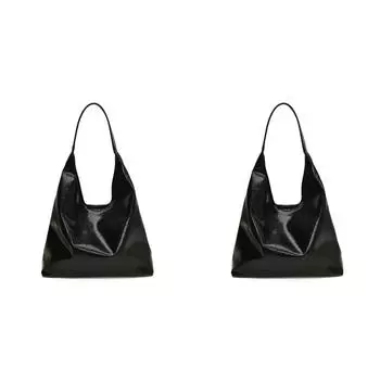 Большая сумка из искусственной кожи Мягкая дизайнерская сумка через плечо Большая сумка-хобо для женщин (черный)