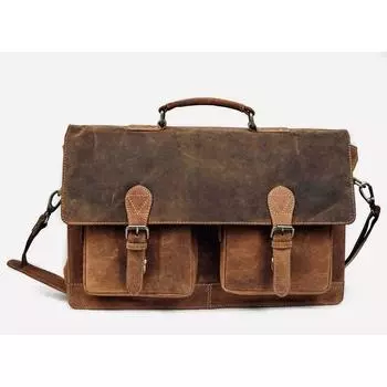 Большая сумка кожаный портфель для ноутбука мужская винтажная сумка на плечо коричневый 18 X 13 X 5 коричневый