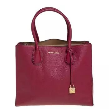 Большая сумка Mercer из зерненой кожи Michael Kors бордового цвета