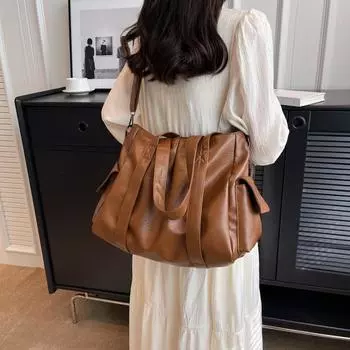 Большая сумка, однотонная сумка через плечо из искусственной кожи, сумка через плечо, сумка чёрный