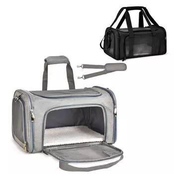 Большая сумка-переноска для домашних животных, портативная мягкая тканевая складная дорожная сумка для собак, кошек, щенков серый
