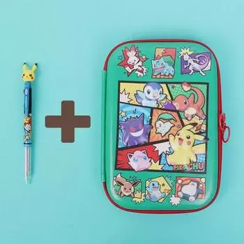Большая сумка Pokemon Emboss EVA + трехцветная шариковая ручка Pokemon Mascot 1 + 1, большая зеленая сумка + синяя трехцветная шариковая ручка, популярная корейская игрушка для малышей
