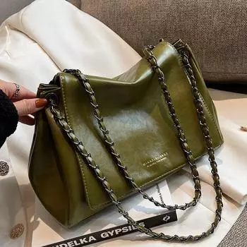 Большая сумка ретро сумка женская сумка 2024 новая женская сумка премиум осень и зима цепочка сумка-мессенджер сумка-тоут для поездок на работу чёрный