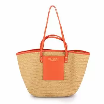 Большая сумка с двумя ручками и карманом из плетеной искусственной кожи Женская DEELUXE 74