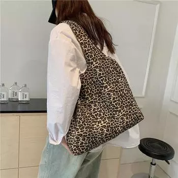 Большая сумка с леопардовым принтом, женская сумка на плечо большой вместимости, портативная сумка для подмышек коричневый