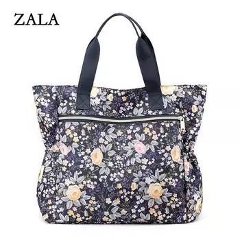 Большая сумка с верхней ручкой Женская сумка через плечо Женская легкая сумка Нейлоновые сумки Цветочный узор Сумки-тоут Пляжная сумка женская хань синий