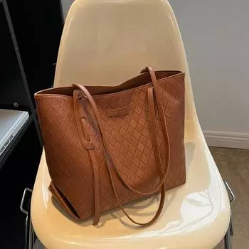 Большая сумка-тоут на несколько плеч премиум-класса Сумка большой вместимости Модная большая сумка длиной 38 см, шириной 15 см, высотой 28 см коричневый