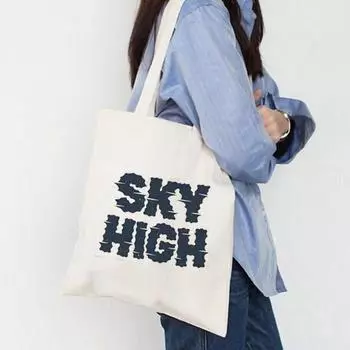 Большая сумка-тоут с буквенным принтом Sky, большая вместимость, женские сумки, холщовая сумка, сумка для покупок, модная тканевая сумка для отдыха 24*26cm