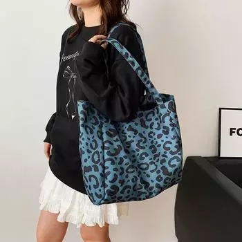 Большая сумка-тоут с леопардовым принтом, женская сумка через плечо, вмещает мобильный телефон iPad (30cm<Max Length<50cm)