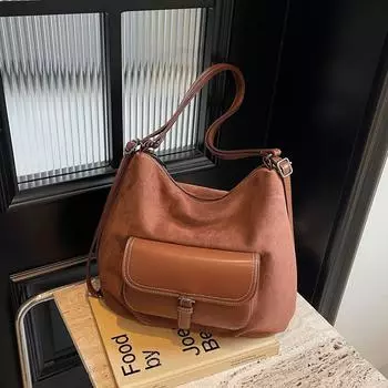 Большая сумка-тоут в стиле ретро, зимняя многофункциональная сумка класса люкс, сумка-мессенджер через плечо для поездок на работу. 33*13*28 коричневый