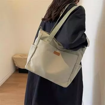 Большая сумка-тоут Женская большая парусиновая сумка Женская сумка на одно плечо Студенческая школьная сумка Сумка через плечо зелёный