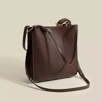 Большая сумка-ведро, женская сумка большой вместимости, модная сумка через плечо, большая пригородная сумка на одно плечо One Size коричневый