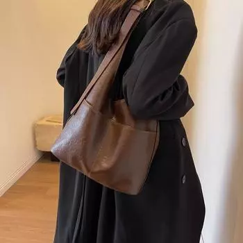 Большая сумка Женская сумка через плечо Сумка-ведро чёрный