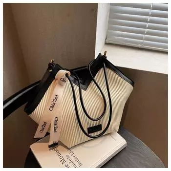 Большая сумка, женская сумка, повседневная универсальная холщовая сумка, сумка через плечо для поездок на работу, студенческая сумка-тоут чёрный