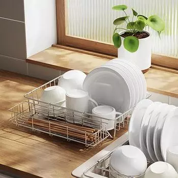 Большая сушилка для посуды с ручкой, полированная поверхность, нержавеющая сталь, регулируемая конструкция, легко