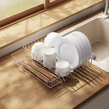 Большая сушилка для посуды с ручкой, полированная поверхность, нержавеющая сталь, регулируемая конструкция, простая установка, органайзер для металлической сушилки для посуды