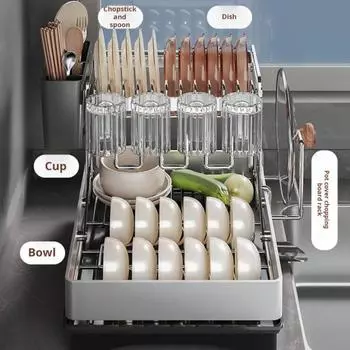 Большая сушилка для посуды с вращающимся на 360 градусов носиком, большой вместимости, устойчивая к ржавчине, расширяемая