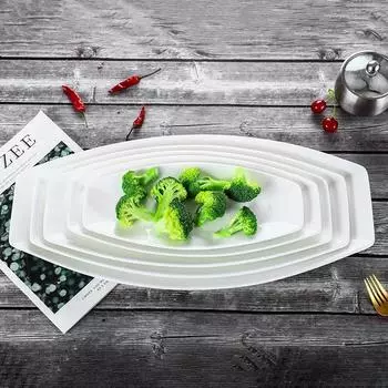 Большая тарелка для рыбы на пару Столовые приборы Набор тарелок в форме лодки platos Белая керамическая прямоугольная тарелка для рыбы Суши-тарелки для сашими