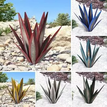 Большая текила деревенская скульптура металлическая текила растение садовая статуя открытый двор газон железная художественная фигурка для домашнего патио декор 35cm королевский синий