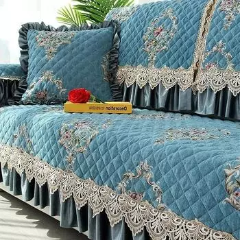 Большая юбка в европейском стиле, чехол для дивана, универсальная подушка для дивана на четыре сезона, кружевное украшение, противоскользящая подушка для сиденья, спинка, полотенце 40x70cm 3edge 18cm