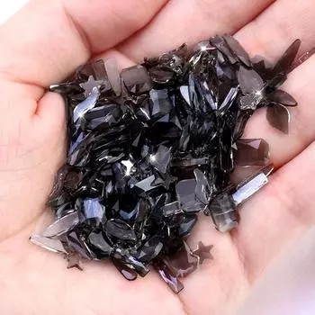 Большая упаковка, шампанское прозрачно-черный маникюр ювелирные изделия бриллиант Xiaohongshu тот же бриллиант Aurora с плоским дном бриллиант смешанная упаковка 50 pcs/bag