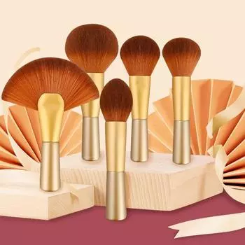 Большая веерообразная кисть для макияжа Контурная кисть Веерная кисть Шампанское Рассыпчатая пудра Румяна Медовая кисть для пудры