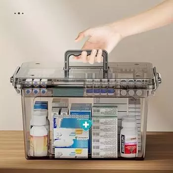 Большая вместимость аптечки первой помощи — просторное хранилище с настраиваемыми разделителями и портативная конструкция — идеально подходит для дома, эргономичные ручки Medium