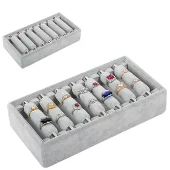 Большая вместимость бархатная шкатулка для украшений серьги-кольца держатель для колец витрина для женщин серебряный
