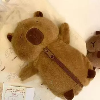 Большая вместимость Capybara плюшевая сумка для ручек Animal Doll Capybara плюшевая сумка для карандашей Student