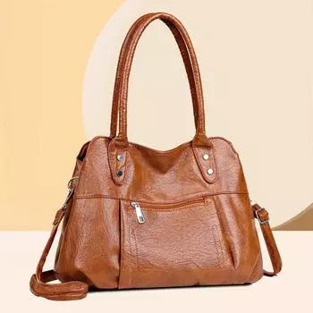 Большая вместимость, черные сумки через плечо для женщин, большая сумка для покупок, однотонная мягкая кожаная сумка через плечо, женская дорожная сумка-тоут светло-серый