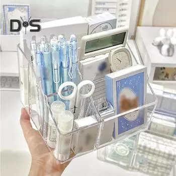 Большая вместимость, держатель для кистей для макияжа, ящик для хранения, несколько отделений, держатель для ручек на столешнице, органайзер для хранения чёрный/чистый