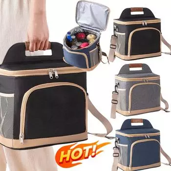 Большая вместимость, герметичные сумки для ланча с ремешком, термоизоляционные сумки для еды и напитков, сумки для льда на открытом воздухе, дорожные сумки для хранения серый