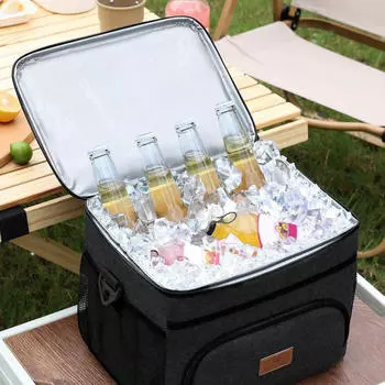Большая вместимость, герметичный рюкзак для обеда, термобольшая, прохладная и теплая, сумка для пикника, сумка через плечо для хранения на открытом воздухе One Size чёрный